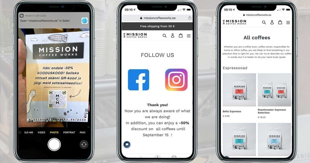 Crear un código QR para el comercio electrónico de cafeterías y medios sociales