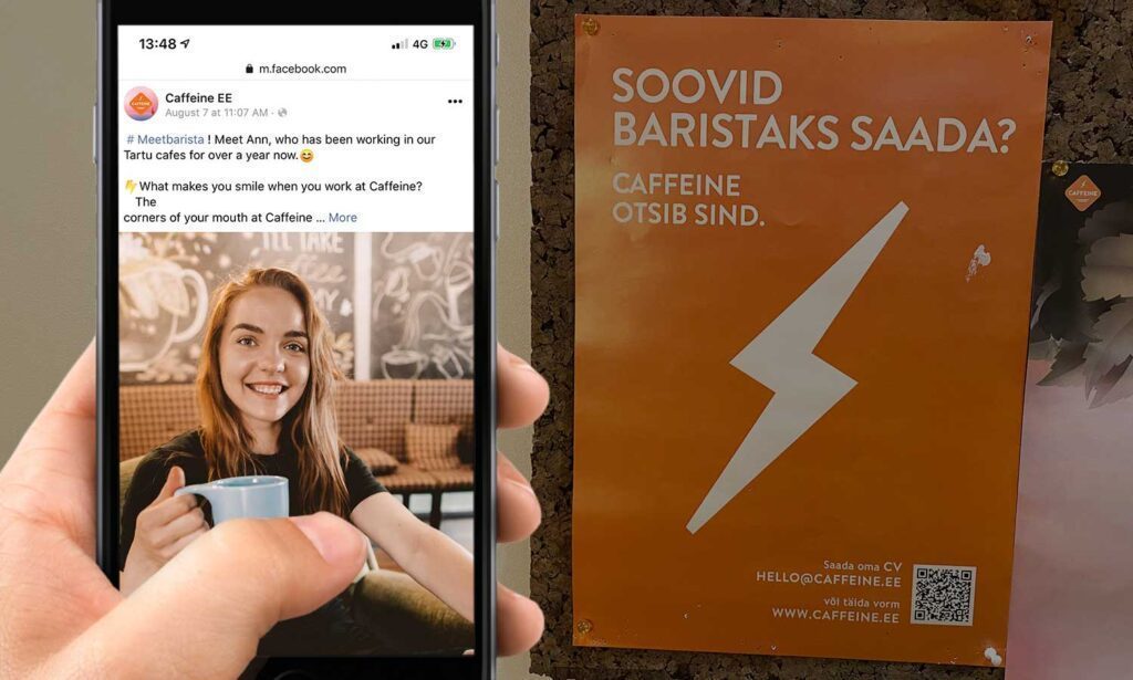 Haga el código QR para el puesto de trabajo Cafe Barista