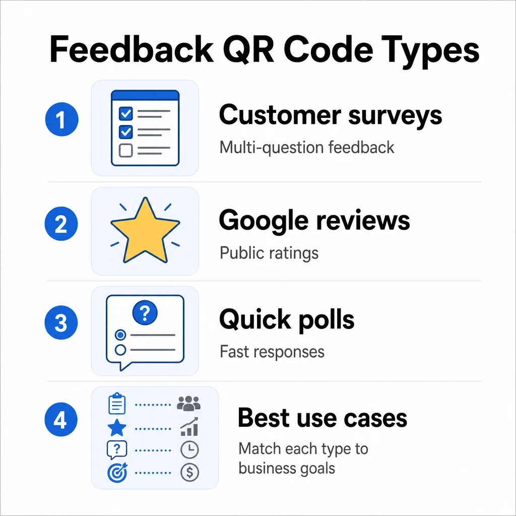 Feedback QR code types