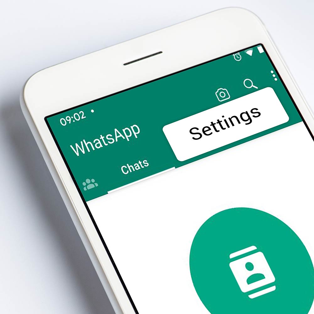 Accessing WhatsApp Settings Image Alt Text: Screenshot of the drop-down menu in WhatsApp with 'Settings' option highlighted