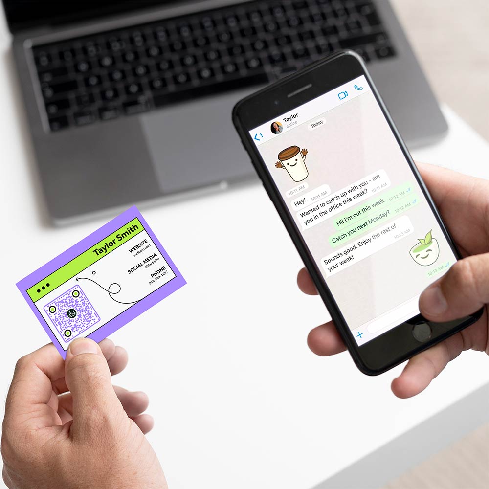 Illustration depicting the ease of adding contacts via QR code on WhatsApp