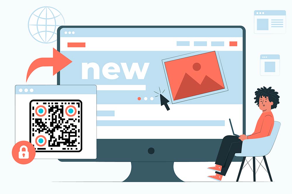 Ilustración que muestra cómo editar un código QR estático con un enlace directo, indicando su naturaleza no editable
