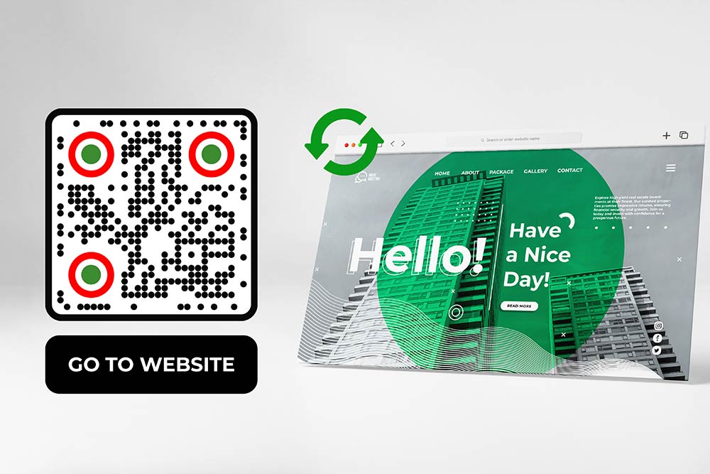 Concepto de redirigir un código QR estático a un sitio web diferente