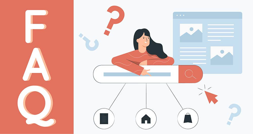 Stylized QR code integrating question marks signifying FAQs on turning URLs into QR codes