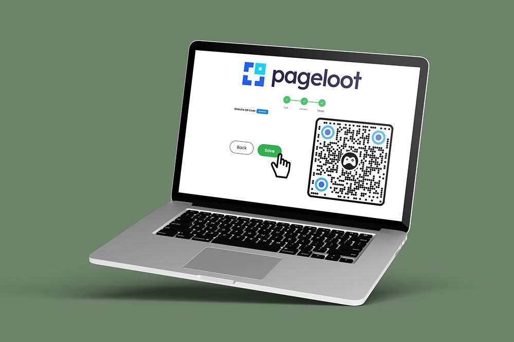 En QR-kod genereras på en plattform med en markerad "ladda ner"-knapp