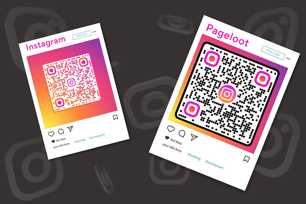 Comparación lado a lado del código QR nativo de Instagram y un código QR generado por terceros
