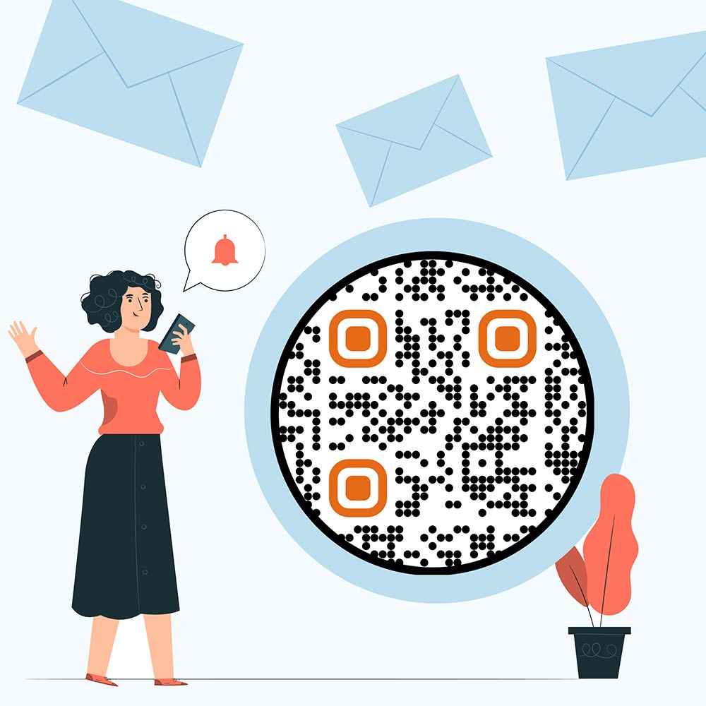 Kod QR otoczony odważnym, bezpośrednim wezwaniem do działania