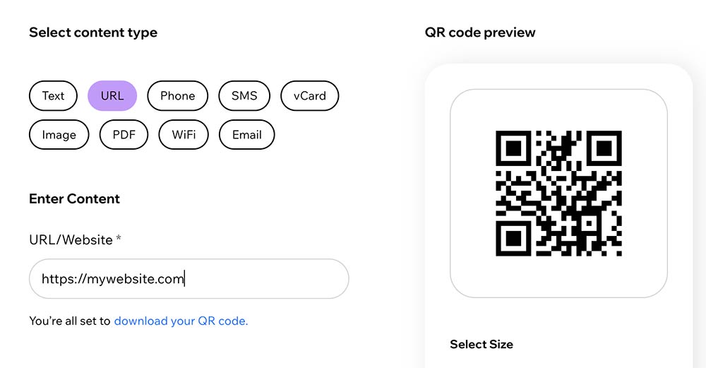 Cómo hacer un código QR para un sitio Wix