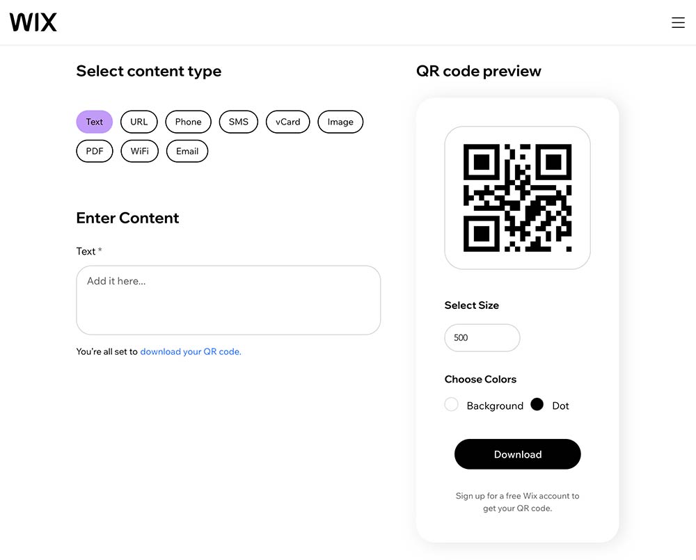 cómo hacer un código wix QR