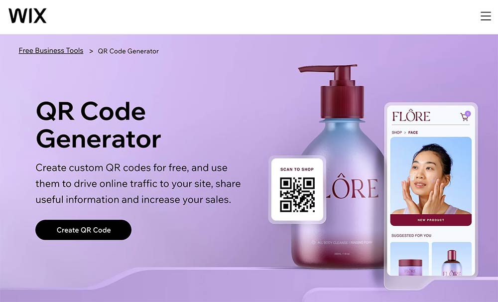 Código QR para un sitio web Wix