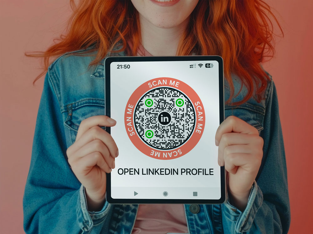 User sharing LinkedIn profile through mobile app