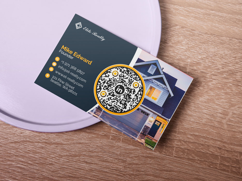 Ejemplo de tarjeta de presentación con código QR de LinkedIn