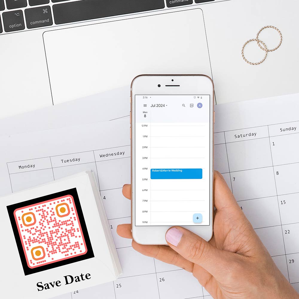Códigos QR de eventos que proporcionan detalles sobre los eventos y plazos de la boda