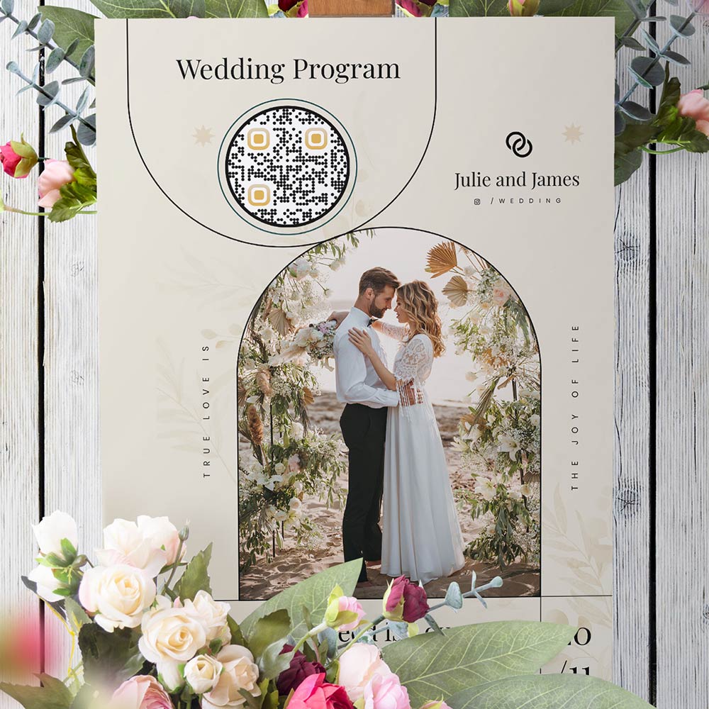 Programas de boda con códigos QR integrados para acceder a contenidos adicionales