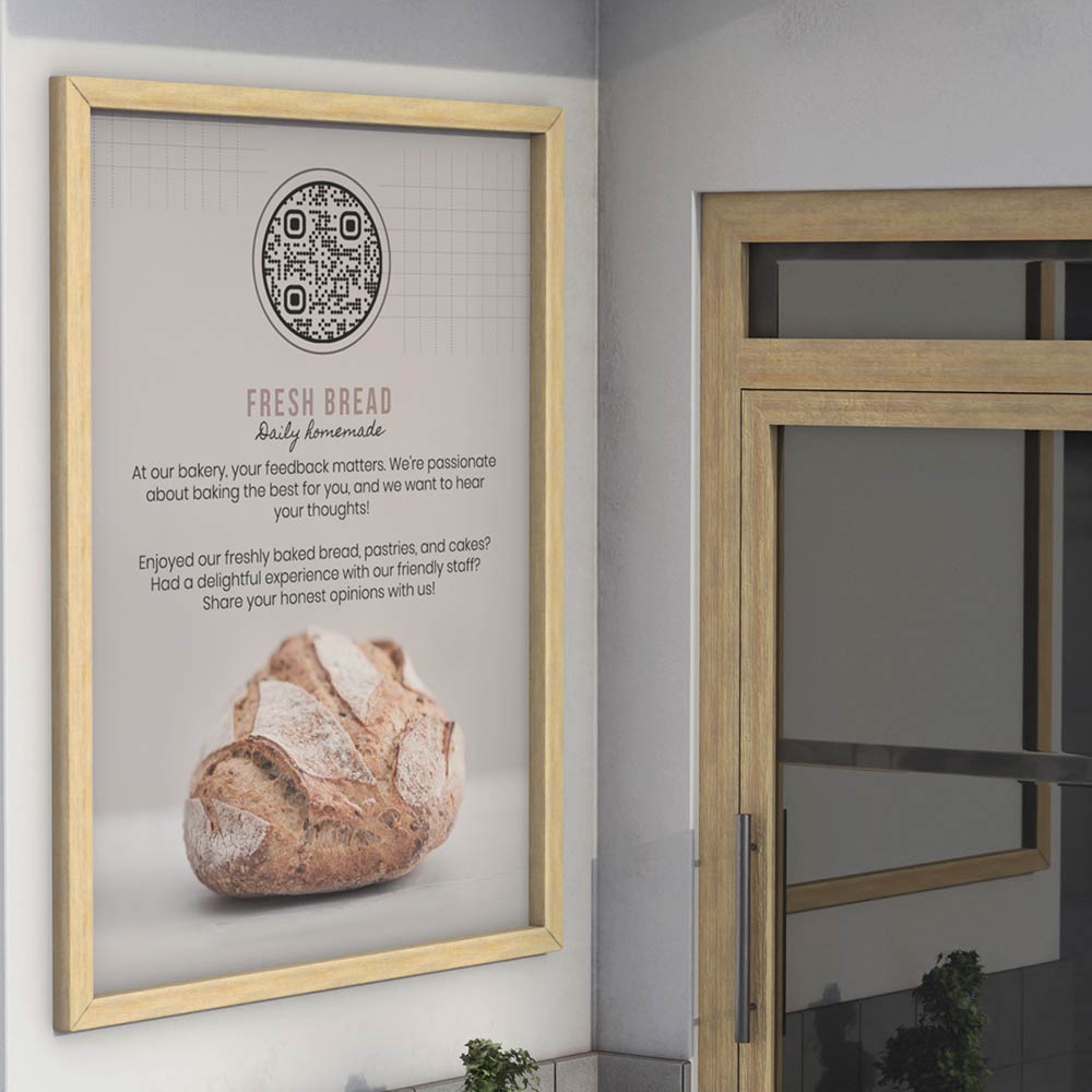 A feedback QR code that is on a store window