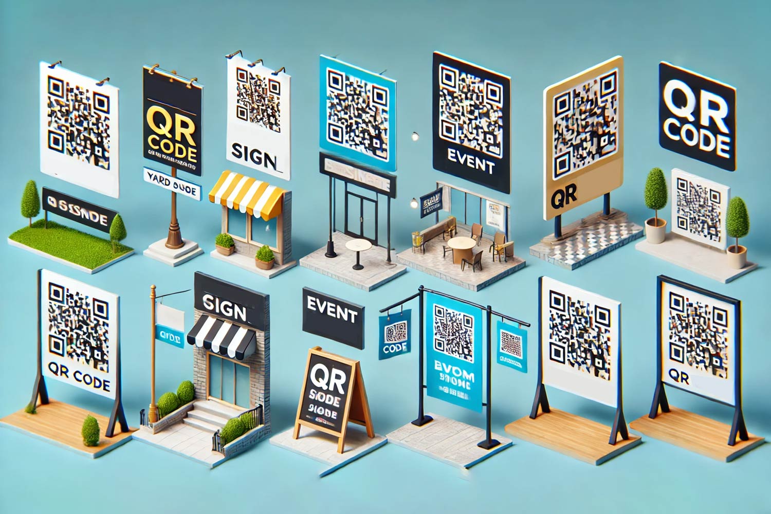 Cartel y pancarta Código QR