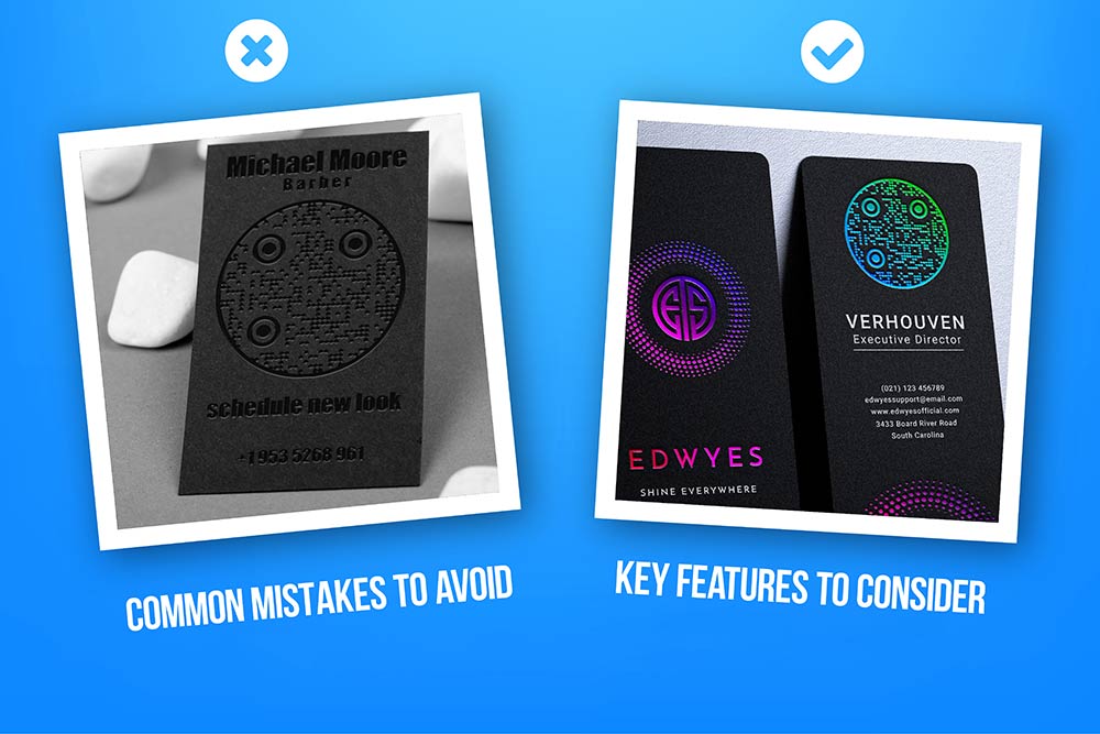 Errores comunes que hay que evitar y características clave que hay que tener en cuenta para los códigos QR en las tarjetas de visita
