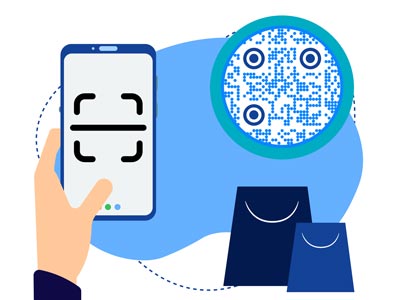 A customer scanning a Website QR code while shopping in stores