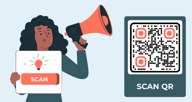 In the design of the QR code add a description of the code
