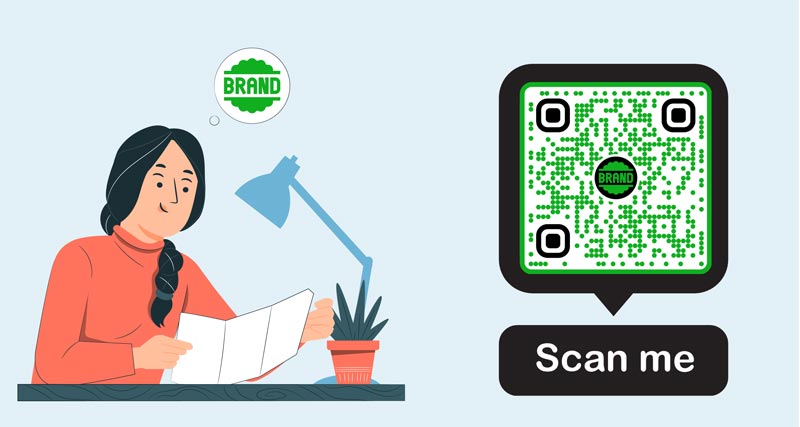 The organization’s logo inside of the QR code that is printed on a flyer