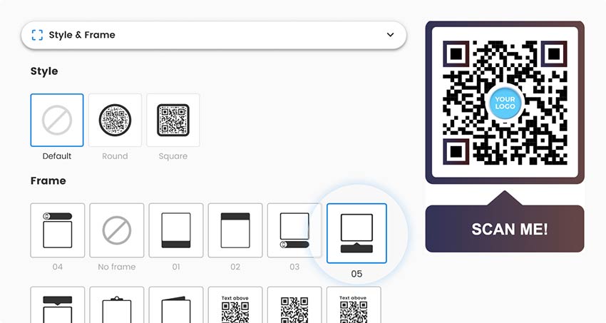 Captura de pantalla del campo de personalización del código QR WiFi