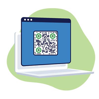Código QR para el archivo PDF que se muestra en la página en línea abierta en un ordenador portátil
