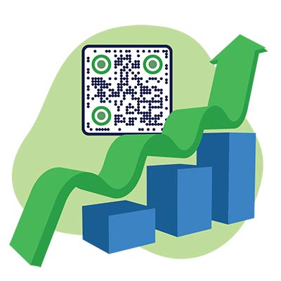 gráfico que muestra el crecimiento con un Código QR