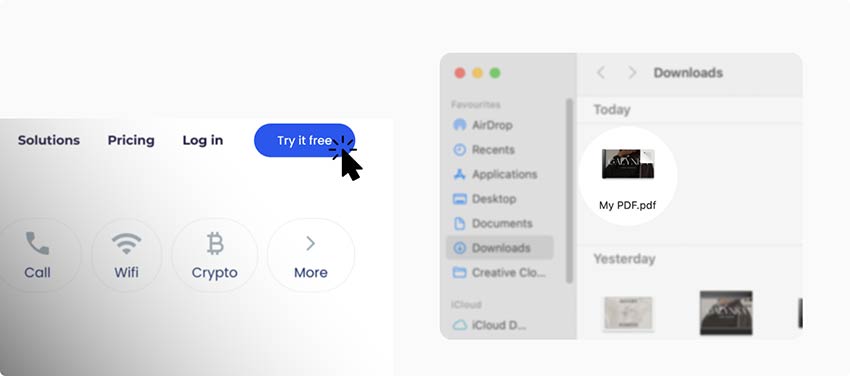 suscribiéndote a una prueba gratuita en Pageloot y seleccionando PDF de descargas en el ordenador para el Código QR PDF