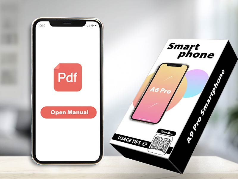 Código QR PDF en el envase que dirige a un manual para smartphone
