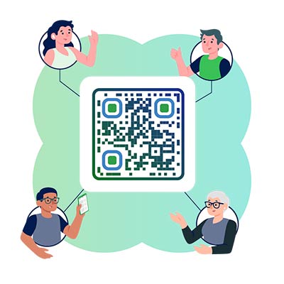 Personas que escanean un código QR