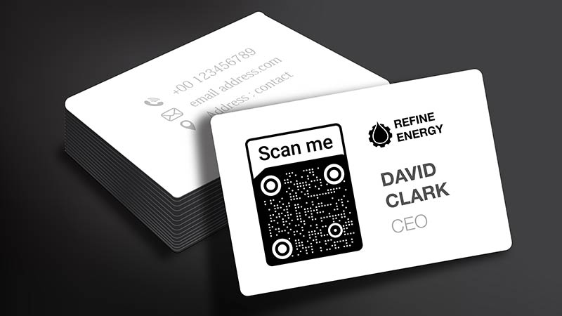 Tarjeta de visita minimalista con un código QR vCard