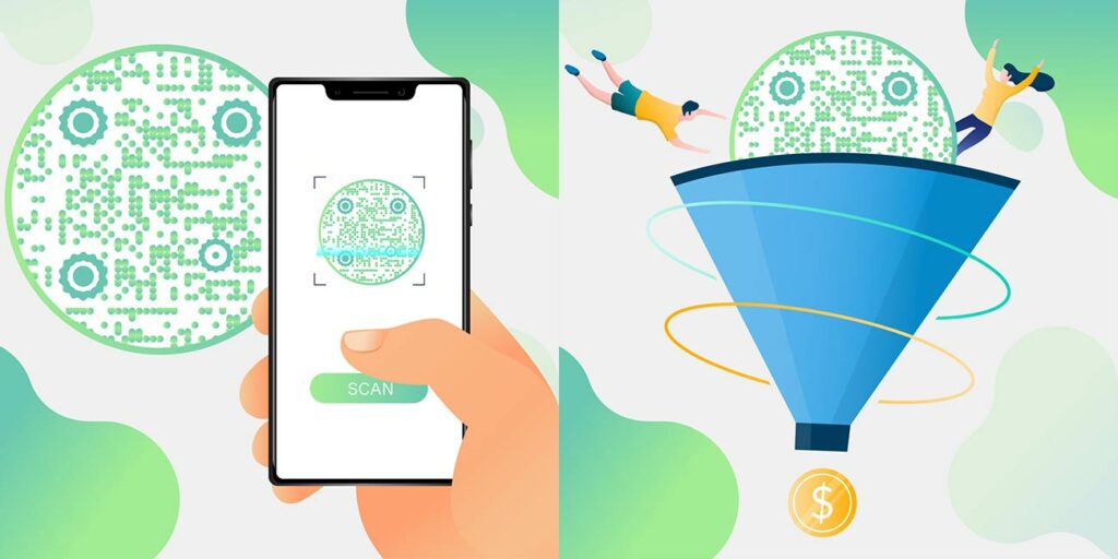 Persona que escanea un código QR de vCard