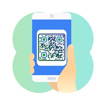 Un Código QR vCard en el teléfono del cliente's