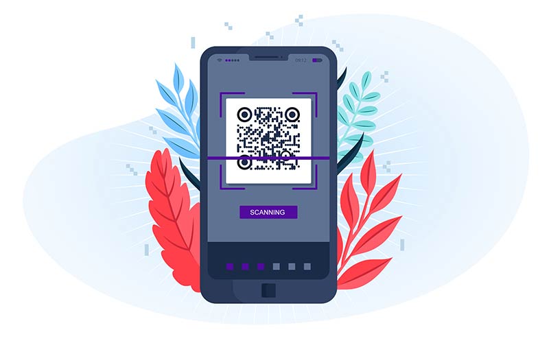 Imagen de un teléfono mostrando el código QR de una tarjeta de visita