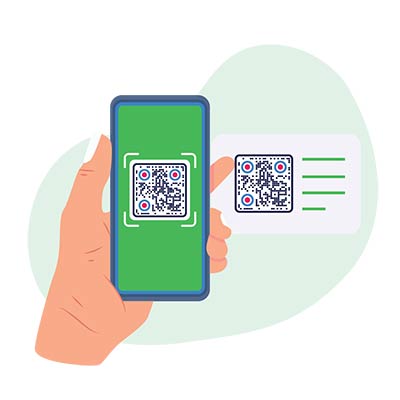 El cliente escanea códigos QR comerciales de tarjetas de papel