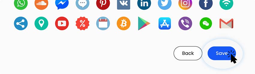 Una captura de pantalla del botón Guardar del Generador de Códigos QR para Tarjetas de Visita