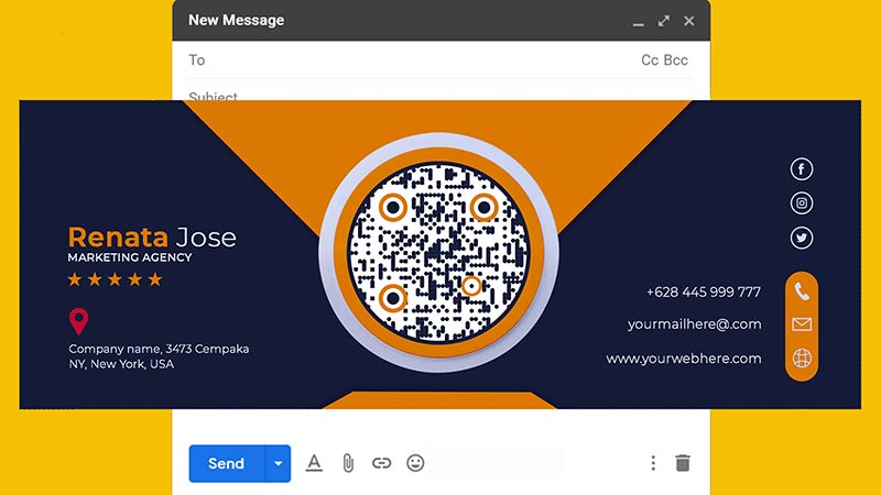 Un ejemplo de correo electrónico con un código QR