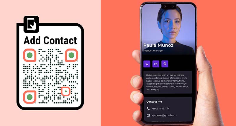 visiitkaardi QR-koodi generaator ja nutitelefoni malli eelvaade