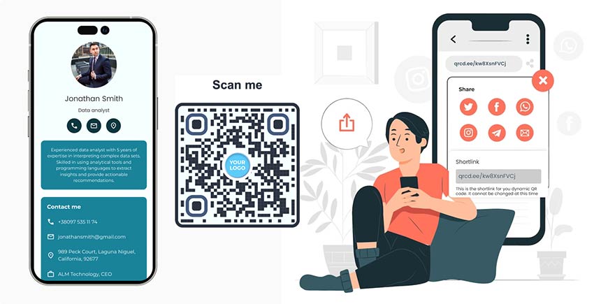 Naine jagab oma QR-koodi ja istub põrandal