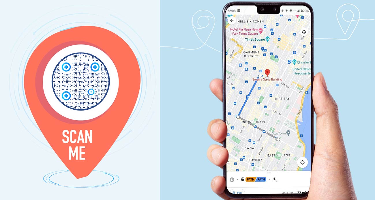 Location QR code generator opened on a smartphone