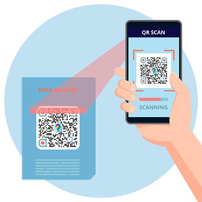 phone scanning a QR code on a website