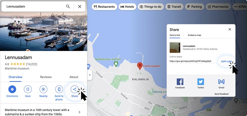 copy link to certain location for QR Code in Google Maps