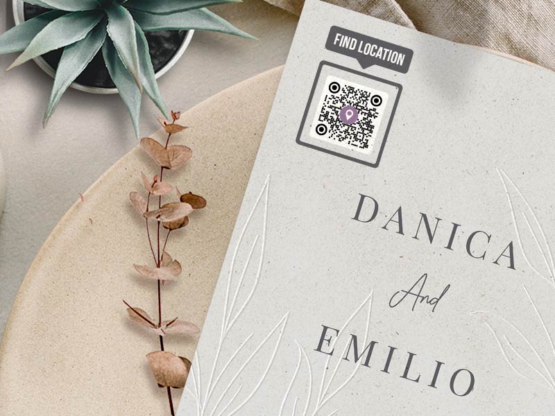 Google Maps QR Code on a wedding invitation