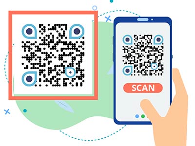 Mano con un teléfono, escaneando un Código QR de imagen