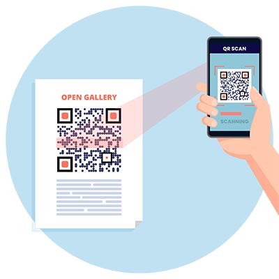 imagen Código QR en un sitio web o en un folleto que se escanea con un teléfono