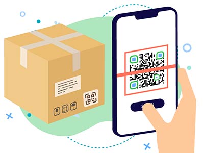 usuarios que escanean un código QR de Google Form en un paquete