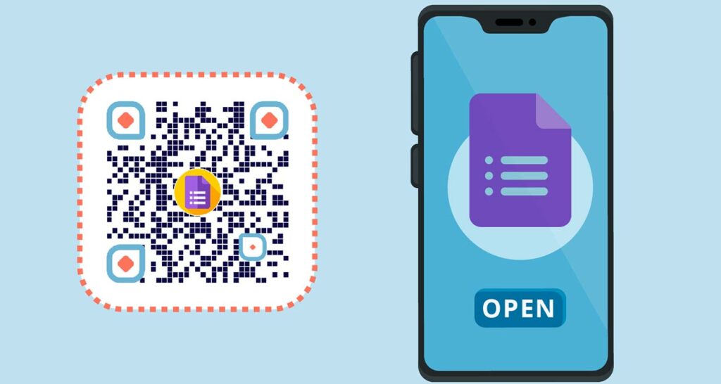 Generador de códigos QR de Google Form y vista previa para smartphone