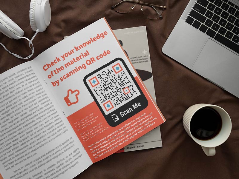 Formulario Google Código QR en libro con una evaluación de conocimientos