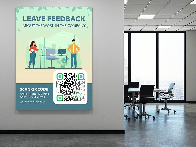 Código QR de respuesta en una oficina