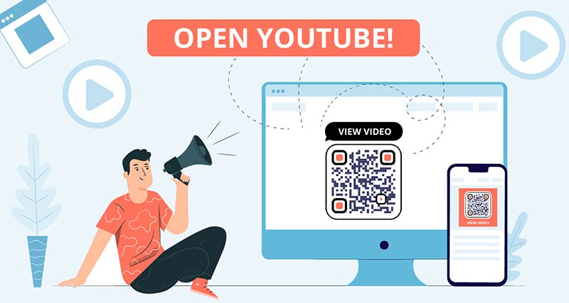 Código QR con una llamada a la acción para ver un vídeo en YouTube